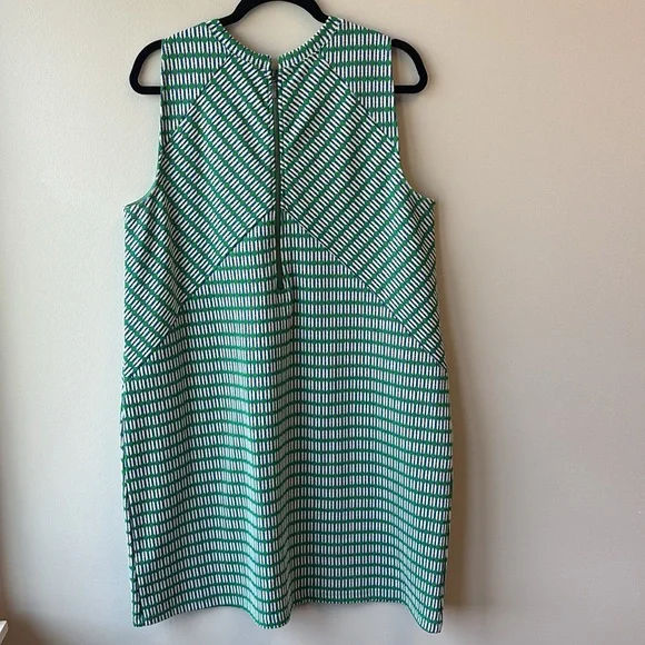 Anthropologie MAEVE Green and White Geometric Mini Dress - Picture 7 of 8